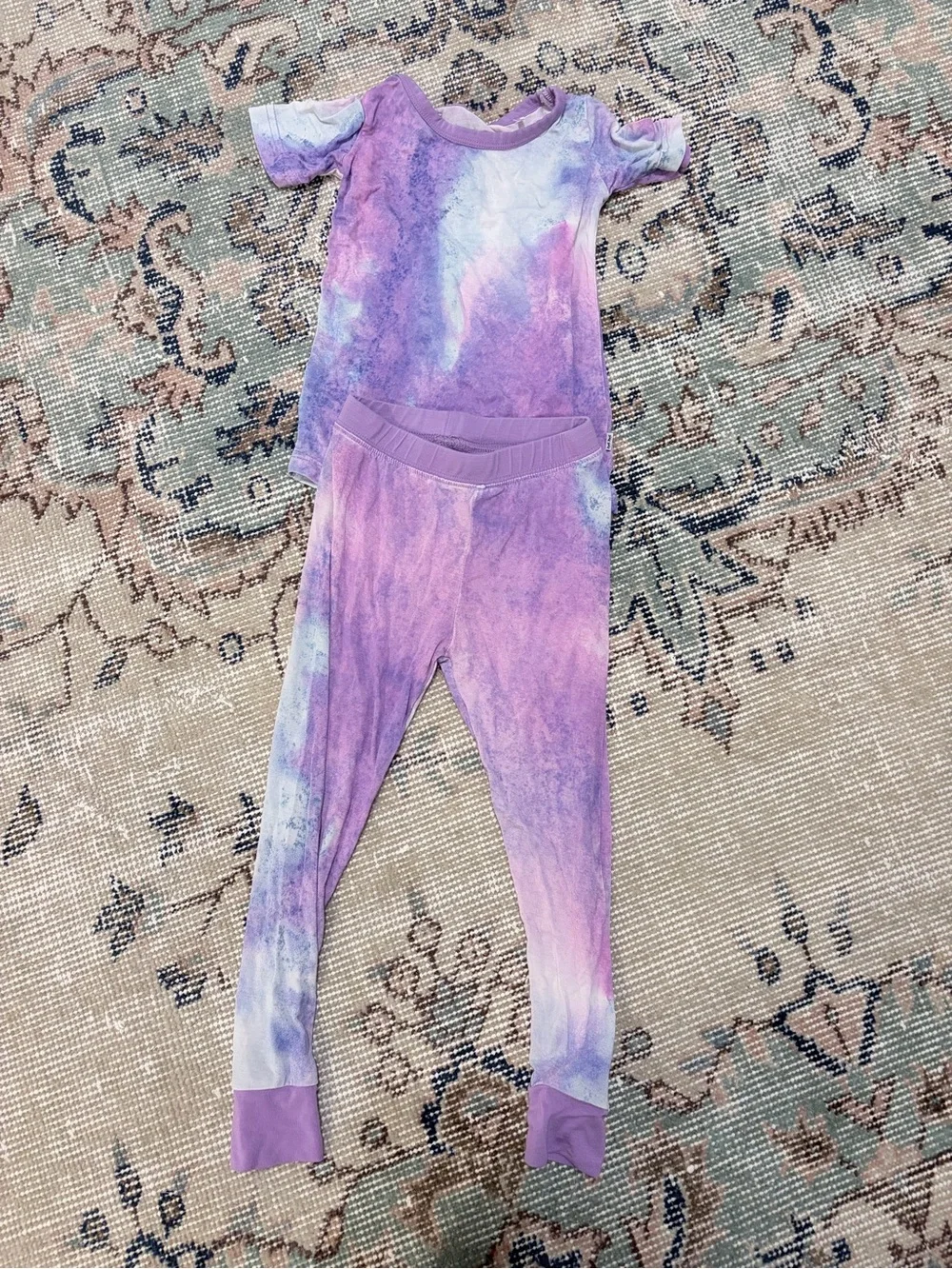 Little sleepies short sleeve pajamas purple watercolor 18-24 months